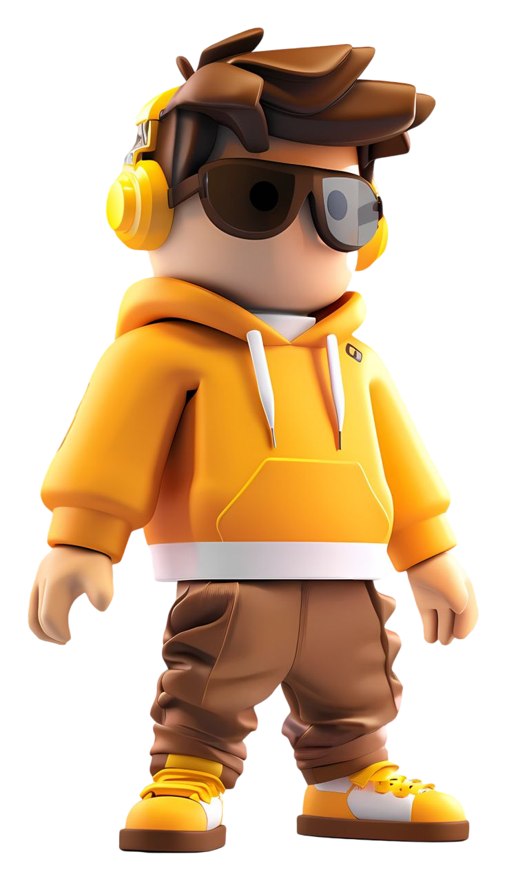 Personaje Roblox con auriculares